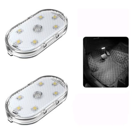 2 Pièces Lumière pour Coffre de Voiture, Tactile Plafonnier de Voiture Magnétique, Portable Éclairage Intérieur de Voiture pour Voiture Camion Placard Camping Caravane (Lumière Blanche)