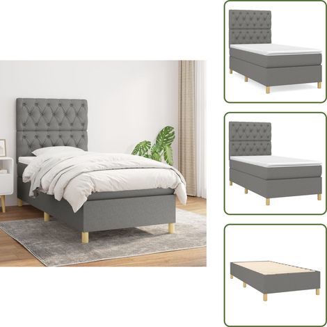 Cama con cabecero ajustable - vidaXL Cama box spring con colchón tela gris oscuro 80x200 cm - Colchón ensacado