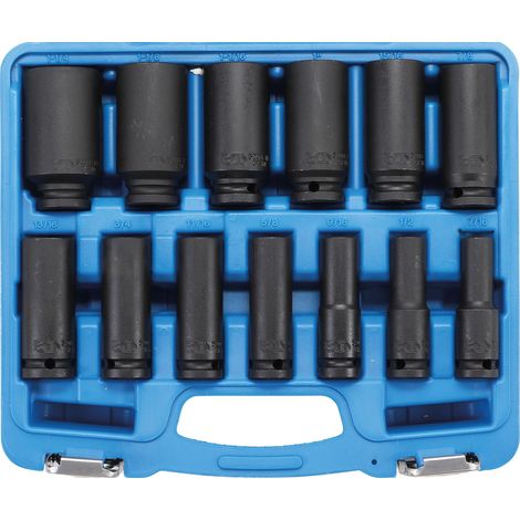 Jeu de douilles à choc, six pans, profondes 12,5 mm (1/2") pouce 13 pièces Kraftmann (1/4)