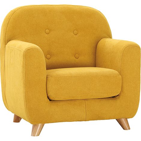 Sillón para niños nórdico tejido efecto aterciopelado amarillo mostaza NORKID (1/4)