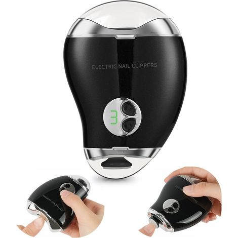 Coupe-ongles électrique 2 en 1 Automatique et Polisseuse Rechargeable Sans Fil Pas de Bruit pour Bébés, Enfants, Personnes âgées et Adultes, Noir (1/5)