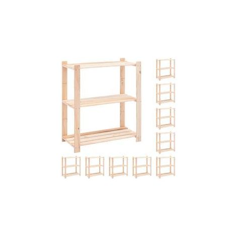 Étagères de rangement à 3 niveaux 10 pcs 80x38x90 Pin 150 kg (1/5)