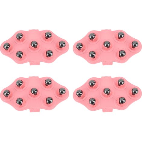 Lot de 4 gants de massage en forme de paume avec 7 billes magnétiques pour soulager les douleurs musculaires, du dos, de la nuque, des articulations, des pieds, des épaules et des jambes. (1/5)