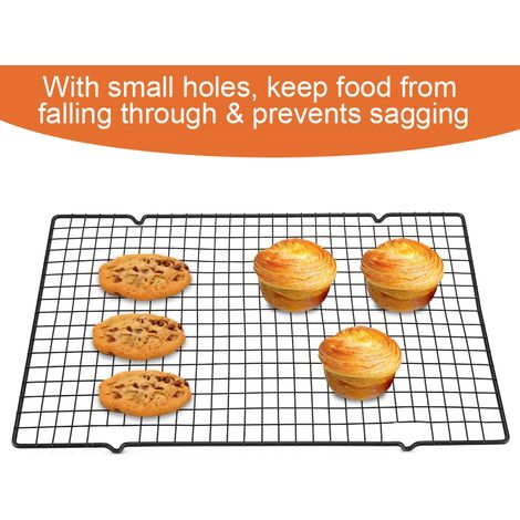 Grille de refroidissement et de cuisson en acier inoxydable, plaque de cuisson antiadhésive pour biscuits, gâteaux et pains (1/5)