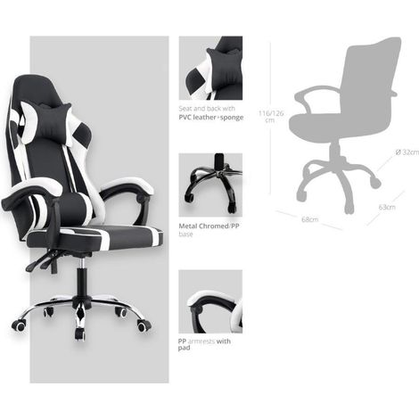 POLTRONA GAMING GIGI BIANCO/NERO