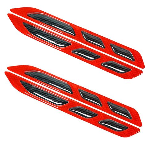 CCYKXA Roter 3D-Reflexaufkleber, Auto-Reflexaufkleber, Warnstreifenaufkleber, reflektierender Sicherheitsaufkleber aus Kohlefaser für PKW und SUV (4 Stück)