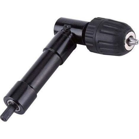 Mandrin à angle droit de 90° à dégagement rapide, adaptateur de foret de mandrin renvoi d'angle pour perceuse, visseuse, pour des travaux dans des espaces restreints (1/4)