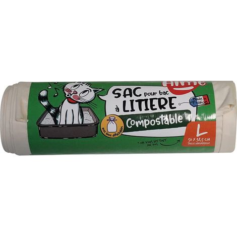 Set de 8 Sacs à Litière Compostables Résistants pour Bacs à Litière Maison de Toilette 50 x 38.5 cm (1/2)