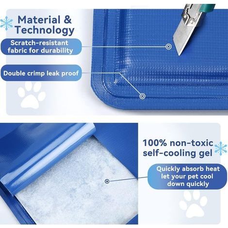 Kühlmatte für Hunde 90x50cm – Selbstkühlendes, ungiftiges Gel – Wasserdicht und faltbar – Für große Hunde – (1/4)