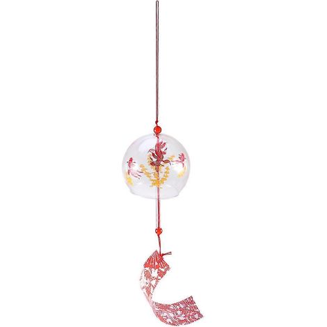 Carillon éolien suspendu en forme de poisson rouge de style japonais, fabriqué en verre borosilicate de haute qualité, convient aux jardins, terrasses, porches, entrées, etc. Dimensions : 6 x 6 x 7 cm (1/5)
