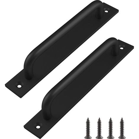 2 Pièces Poignée de Porte Grange Coulissante 192mm Poignées pour Meubles Armoires Placards Noir (1/5)