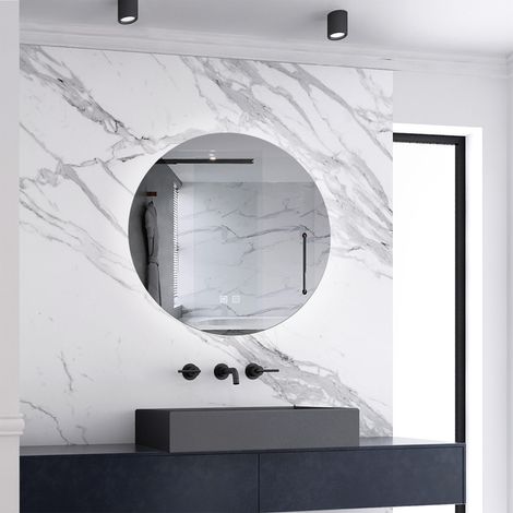 500x500mm Round LED Bathroom Mirror with 3 Colors,Adjustable Brightness,Anti-fog,Memory Function (1/5)