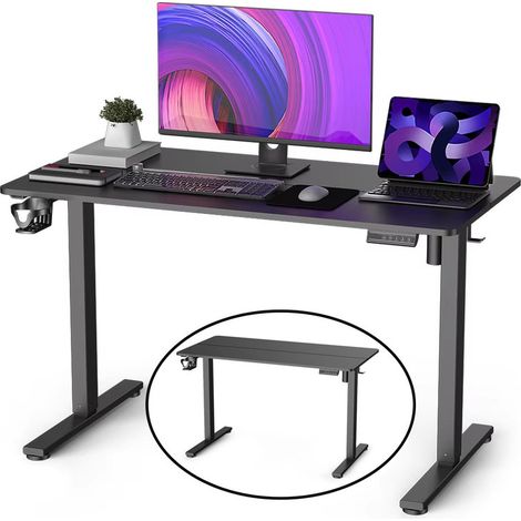 Bureau Assis Debout Électrique 120x60cm Noir - Hauteur Réglable 70-116cm - Moteur Silencieux avec Mémoire, pour le bureau à domicile (1/5)