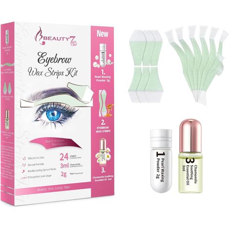 Bandes de Cire Froide Sourcils Dépilatoire Visage, 24 Bandes de Cire Prédécoupées avec Poudre de Perle 2g et Huiles Essentielles Apaisantes 3g, Peau Normal (1/5)