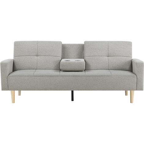 Divano convertibile 3 posti in tessuto grigio OSLO