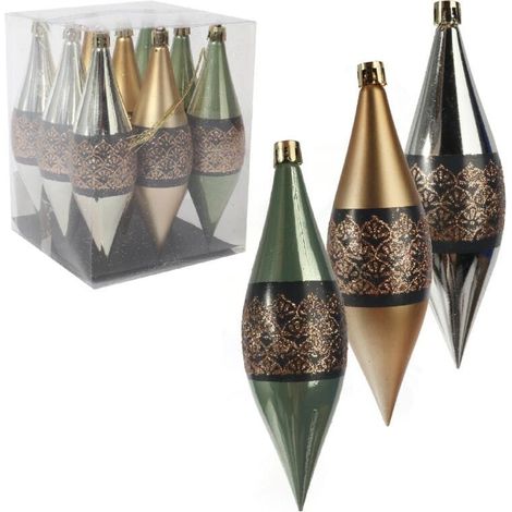 Set di 9 palline di plastica a forma di ghiacciolo con decorazioni glitterate, 15 cm (1/5)