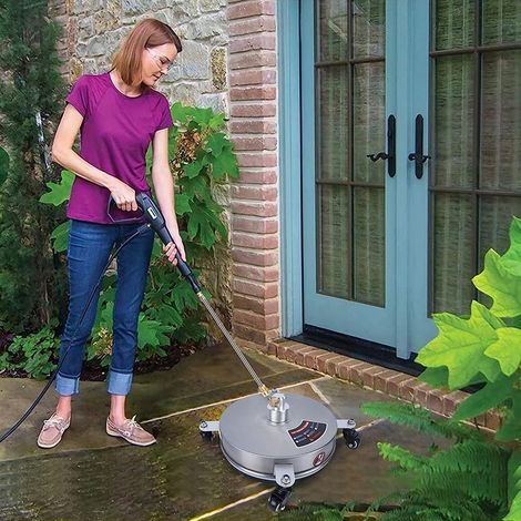 Rosfix Set Brosse de Nettoyage T-Racer 34 cm – Acier Inoxydable, 275 Bar, 1/4" Quick Connect Pour Terrasse, Allée, Mur Accessoire pour nettoyeur haute pression