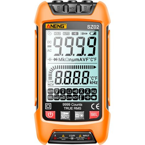 Nannigr Multimètre SZ02 TRMS 9999 pts orange sans pile