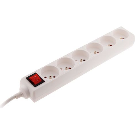 Zenitech – Bloc multiprise 6 prises 16A 2P+T avec interrupteur lumineux – Sécurité enfant sur chaque prise – Normes CE et NF – Format compact