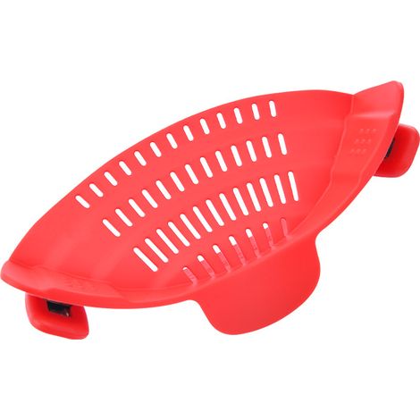 Este colador de silicona ajustable se adapta a ollas, sartenes y cuencos (ideal para servir fideos, pasta y verduras). Rojo (1/5)