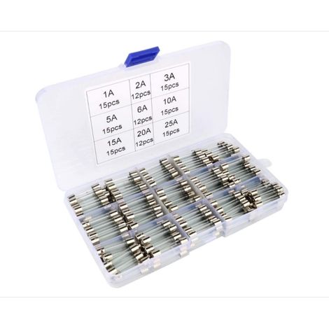 SHINING HOUSE Assorties Kit de 126 Pcs Fusible Verre, 6 x 30mm Cartouche en Verre Fuse, Coup Rapide Voiture Fusibles, Fast-Blow Fusibles en Verre(AMP 1A 2A 3A 5A 6A 10A 15A 20A 25A)