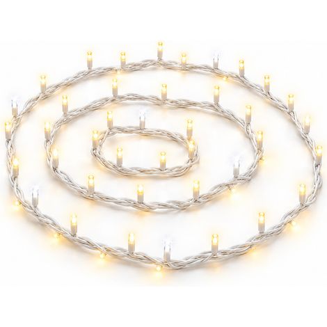 ETTROIT 300 LED-Lichterkette, 30 m, gelbes Licht, weißes Kabel, IP65, ausziehbar, Blitzeffekt, Weihnachtsgirlande, Geschäfte, Weihnachtsbalkon (1/5)