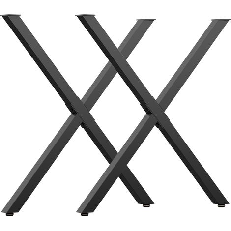 Pieds de table en croix 70x72 cm lot de 2 design industriel noir