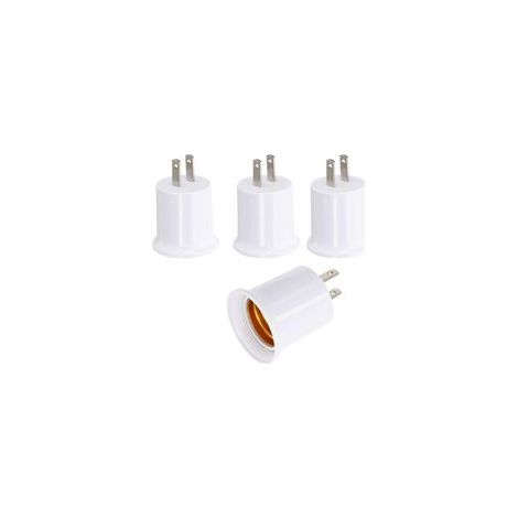 Adaptateur de prise E26/E27 pour douille de lampe, lot de 4 pièces, 100-250 V CA, prise américaine polarisée à 2 broches, convertit une prise murale en douille pour ampoule à vis. (1/5)