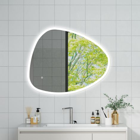 OCEAN Specchio da bagno con LED 100x80cm,3 colori,Dimmerabile, Antiappannamento,Memoria,IP44, Vetro HD,Doppio interruttore,Orizzontale/Verticale (1/5)