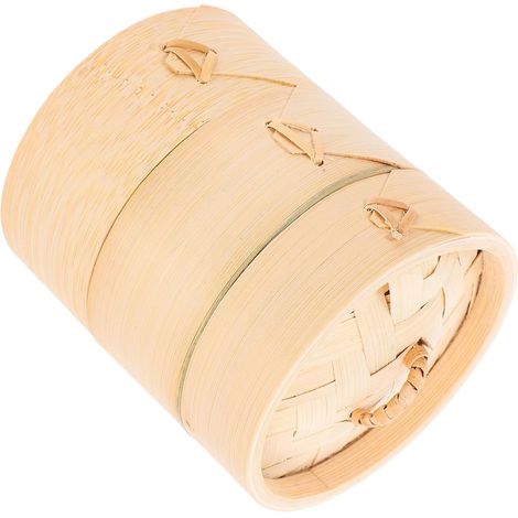 Set de 3 paniers vapeur artisanaux - Ronds de 10 cm avec couvercle pour la cuisson en cuisine (1/5)