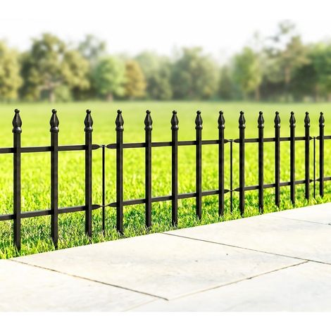 Decorative Metal Garden Fence - 40cm Wide x 30cm High (5 Panels, Total Length 2m) Metal Fence Panels, Landscape Fence for Flower Bed, Trees (1/5)