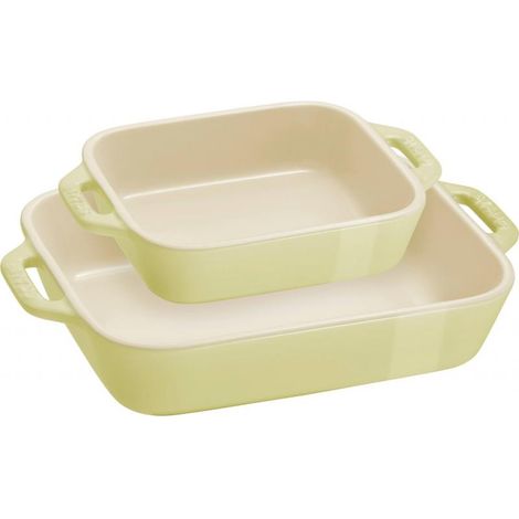 Juego de 2 fuentes rectangulares STAUB COOKING, color verde claro.