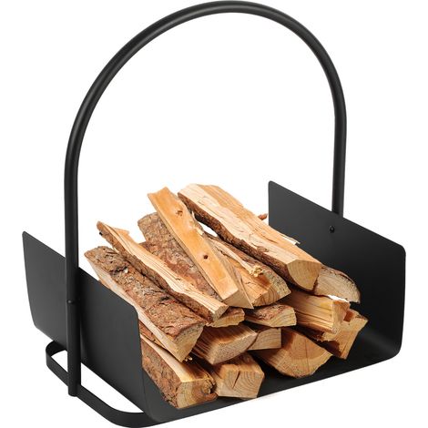 TolleTour Caja de Almacenamiento al aire libre Negro estante de metal para leña de interior de almacenamiento de madera en forma de U de transporte (1/5)