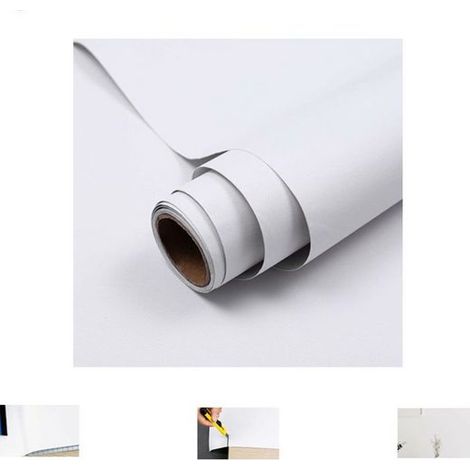 Film adhésif pour meubles Papier adhésif pour meubles blanc mat 60 x 300 cm rénovation cuisine et décoration intérieure (1/4)