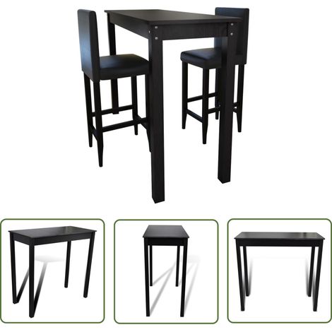 Barset Bartisch mit 2 Barhockern Schwarz - Esstisch - Bartisch - Hochstuhl - Barhocker - Küchentisch (1/5)