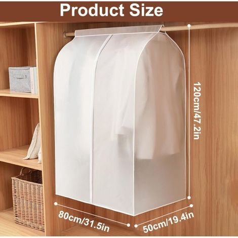 Housse Portant Vetement, 80 x 50 x 120cm Housse de Vetement Penderie, Housse Vêtements Transparent Anti Mite, Housse de Vêtements Anti-Poussière, pour Chemise/Costumes/Manteaux (1/5)