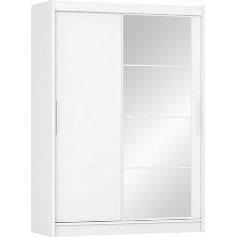 Armario Puertas Correderas y Espejo Kario 140 cm - Blanco Nymphaea Alba (1/5)