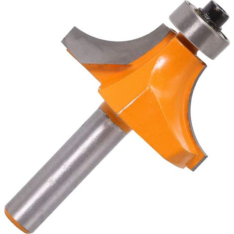 MIMOSON-8mm Rounding Edge Cutter, Round End Cutters Rounded Shank Corner Radius Router Bits Round Over and Beading Edging Router Bit With Bearing For Woodworking (1/4)