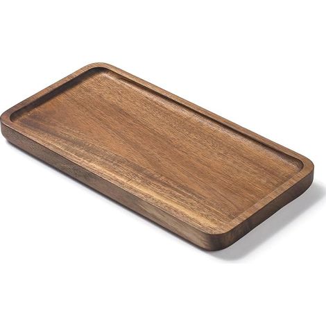 Plateau de Salle de Bain en Bois d'acacia, Plateaux pour Articles de Toilette, Plateau Rectangulaire pour Salle de Bain, Cuisine (25 x 13 x 2 cm) (1/2)
