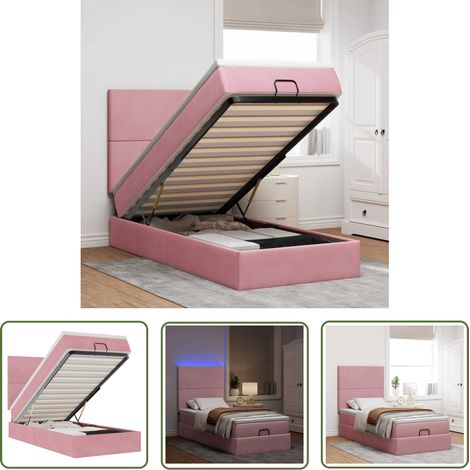 vidaXL Ottoman-Bett mit Matratzen & LEDs Rosa 100x200 cm Samt (1/5)