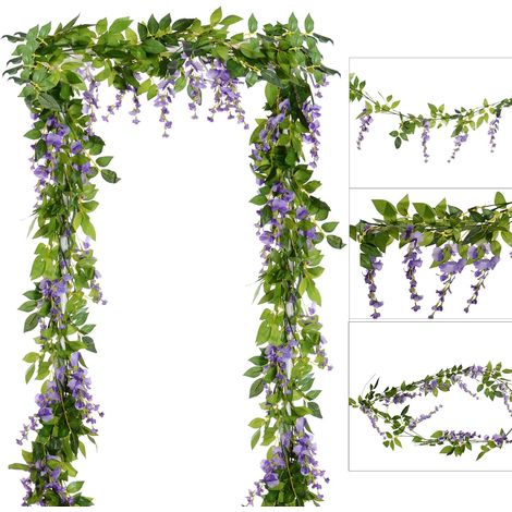 Guirlande Glycine Artificielle - 2 M - Plastique Écologique et Soie - Décoration Jardin Mariage Extérieur - 4 Pièces (1/5)