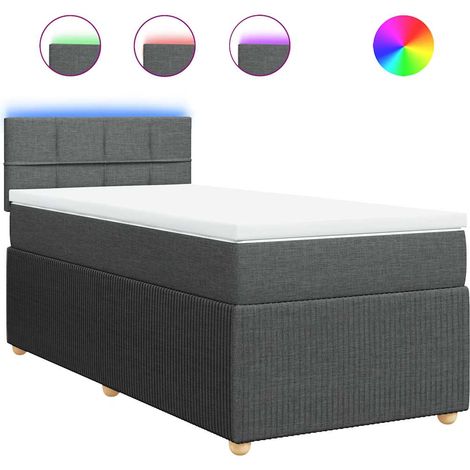 Maison Exclusive - Sommier à lattes de lit avec matelas Gris foncé 80x200 cm Tissu (1/5)