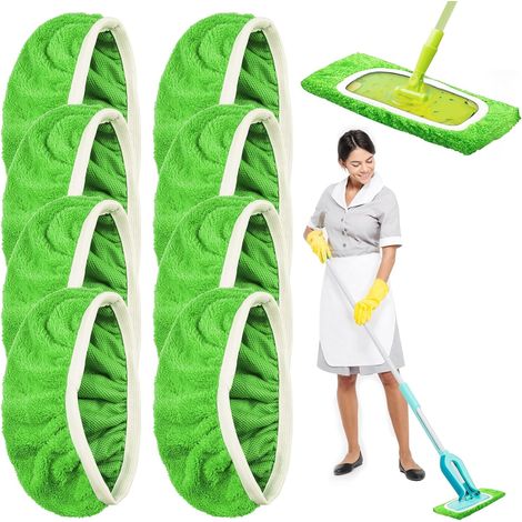 8-teiliges Set wiederverwendbarer Tücher für Swiffer-Wischmopps, Nachfüllbezug für Nass- und Trockenreinigung, waschbare Mikrofaser-Ersatzwischtücher (1/5)