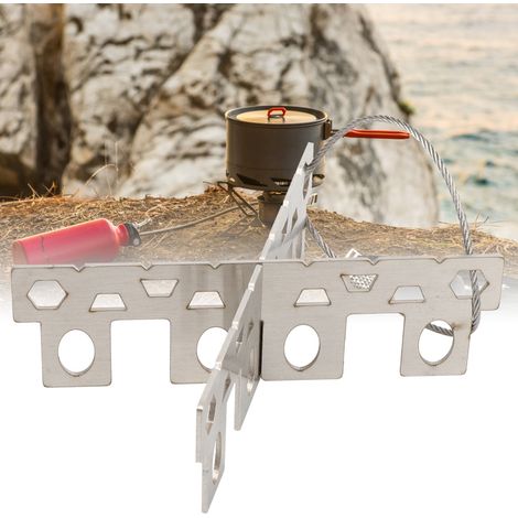 Tragbarer Picknickkocher aus Edelstahl, Halterung für flüssigen oder festen Brennstoff, ideal für Outdoor-Aktivitäten.