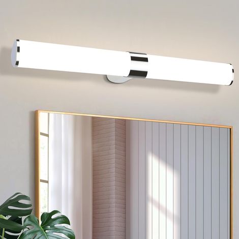 GBLY Lámpara LED de espejo, lámpara de armario, aplique de baño, luz blanca neutra 4000 Kelvin, 15W, IP44 impermeable, ancho 600mm, cromo (1/5)