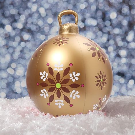 Boule décorée gonflable extérieure de Noël de 23,6 po, décorations gonflables de cour de vacances en plein air, boule géante de décoration de jardin de cour Boule de décoration de Noël (1/4)