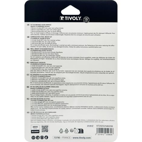 Tivoly • Set 3 Pezzi • Spazzole in Acciaio • Spazzola Spazzola Ø24mm / Spazzola a Tazza Ø50mm / Spazzola Circolare Ø75mm • Per Sverniciatura Metalli