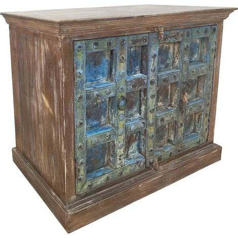 Aparador de madera acabado artesanal azul 118x50x101h cm (1/5)