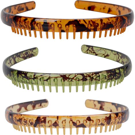 Lot de 3 serre-têtes peigne en résine, bandeaux rigides et résistants en plastique, accessoires de coiffure tendance pour femmes. (1/5)