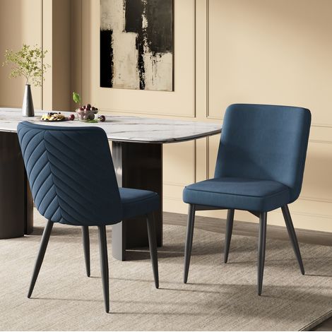 chaise salle a manger confort moderne lot 2 velours bleu OKMYHOME (1/5)